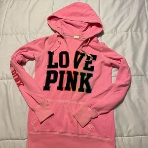 Pink V Neck Hoodie